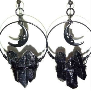 Crecent moon crystal drop earrings